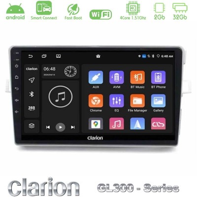 Clarion GL300 Series 4Core Android ClarionOS 2+32GB Toyota Verso 2009-2018 Navigation Multimedia Tablet 9