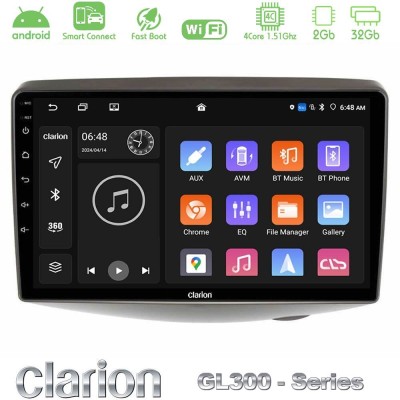 Clarion GL300 Series 4Core Android ClarionOS 2+32GB Toyota Yaris 1999 - 2006 Navigation Multimedia Tablet 9