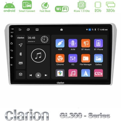 Clarion GL300 Series 4Core Android ClarionOS 2+32GB Toyota Avensis T25 02/2003–2008 Navigation Multimedia Tablet 9