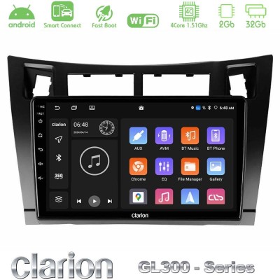 Clarion GL300 Series 4Core Android ClarionOS 2+32GB Toyota Yaris Navigation Multimedia Tablet 9