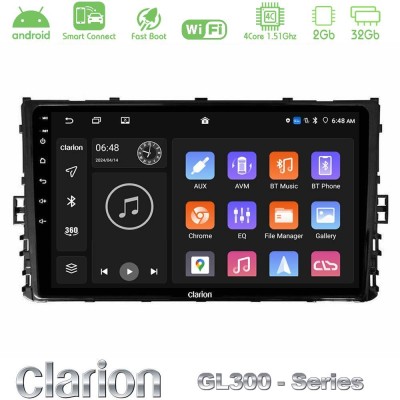 Clarion GL300 Series 4Core Android ClarionOS 2+32GB VW MQB 2017-> Navigation Multimedia Tablet 9