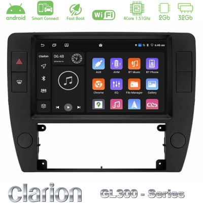 Clarion GL300 Series 4Core Android ClarionOS 2+32GB VW Passat B5 2001-2005 Navigation Multimedia Tablet 9
