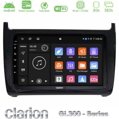 Clarion GL300 Series 4Core Android ClarionOS 2+32GB Vw Polo 2009-2014 Navigation Multimedia Tablet 9