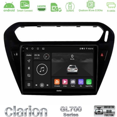 Clarion GL700 QUALCOMM Series 8Core Android ClarionOS 4+64GB Citroen C-Elysee / Peugeot 301 Navigation Multimedia Tablet 9