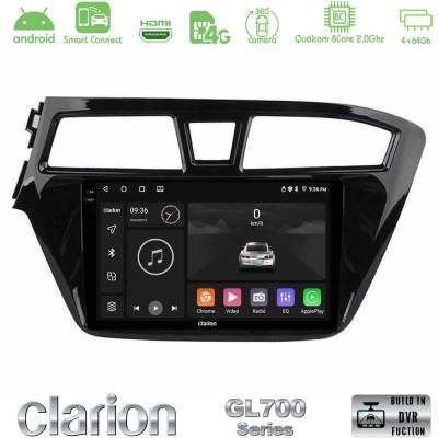 Clarion GL700 QUALCOMM Series 8Core Android ClarionOS 4+64GB Hyundai i20 2014-2018 Navigation Multimedia Tablet 9