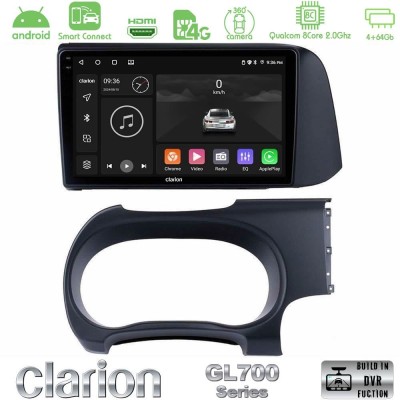 Clarion GL700 QUALCOMM Series 8Core Android ClarionOS 4+64GB Hyundai i10 Navigation Multimedia Tablet 9