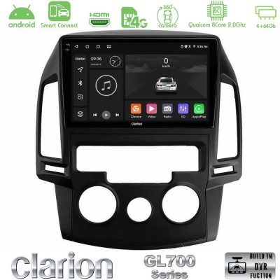Clarion GL700 QUALCOMM Series 8Core Android ClarionOS 4+64GB Hyundai i30 2007-2012 Manual A/C Navigation Multimedia Tablet 9