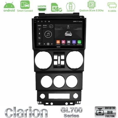 Clarion GL700 QUALCOMM Series 8Core Android ClarionOS 4+64GB Jeep Wrangler 2008-2010 Navigation Multimedia Tablet 9