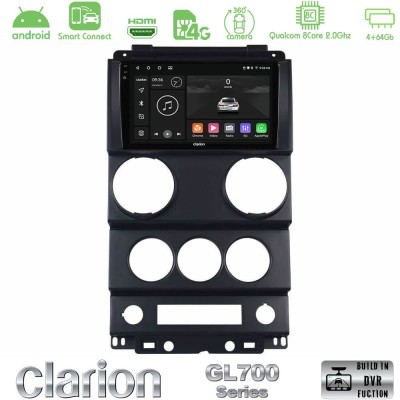 Clarion GL700 QUALCOMM Series 8Core Android ClarionOS 4+64GB Jeep Wrangler 2Door 2008-2010 Navigation Multimedia Tablet 9