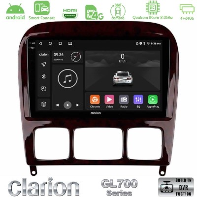 Clarion GL700 QUALCOMM Series 8Core Android ClarionOS 4+64GB Mercedes S Class 1999-2004 (W220) Navigation Multimedia Tablet 9