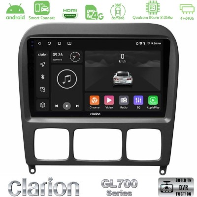 Clarion GL700 QUALCOMM Series 8Core Android ClarionOS 4+64GB Mercedes S Class 1999-2004 (W220) Navigation Multimedia Tablet 9
