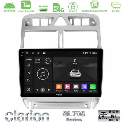 Clarion GL700 QUALCOMM Series 8Core Android ClarionOS 4+64GB Peugeot 307 2002-2008 Navigation Multimedia Tablet 9