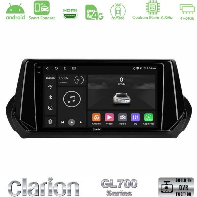 Clarion GL700 QUALCOMM Series 8Core Android ClarionOS 4+64GB Peugeot 208/2008 2019-2023 Navigation Multimedia Tablet 9