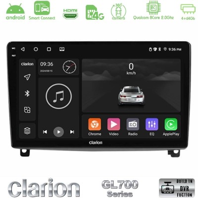 Clarion GL700 QUALCOMM Series 8Core Android ClarionOS 4+64GB Peugeot 407 Navigation Multimedia Tablet 9