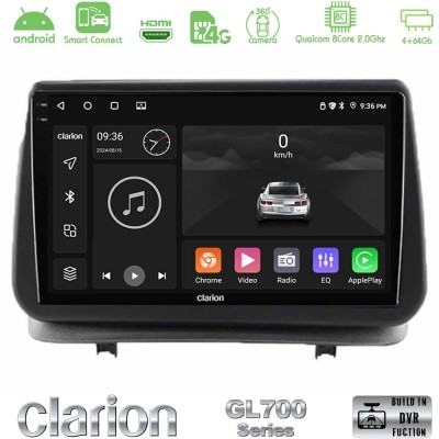 Clarion GL700 QUALCOMM Series 8Core Android ClarionOS 4+64GB Renault Clio 2005-2012 Navigation Multimedia Tablet 9