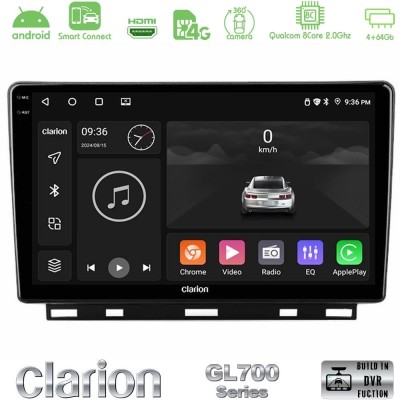 Clarion GL700 QUALCOMM Series 8Core Android ClarionOS 4+64GB Renault Clio 5 2020-2025 Navigation Multimedia Tablet 9