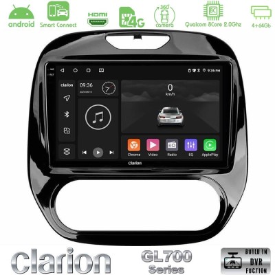 Clarion GL700 QUALCOMM Series 8Core Android ClarionOS 4+64GB Renault Captur 2013-2019 (Manual AC) Navigation Multimedia Tablet 9