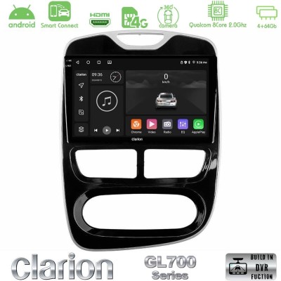 Clarion GL700 QUALCOMM Series 8Core Android ClarionOS 4+64GB Renault Clio 2012-2016 Navigation Multimedia Tablet 9