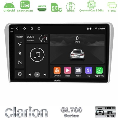 Clarion GL700 QUALCOMM Series 8Core Android ClarionOS 4+64GB Toyota Avensis T25 02/2003–2008 Navigation Multimedia Tablet 9
