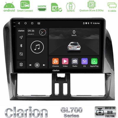 Clarion GL700 QUALCOMM Series 8Core Android ClarionOS 4+64GB Volvo XC60 2009-2012 Navigation Multimedia Tablet 9