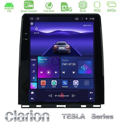 Clarion GL300 Tesla Series Android OS 8Core 4+64GB Renault Clio 5 2020-2025 Navigation Multimedia Tablet 9.7