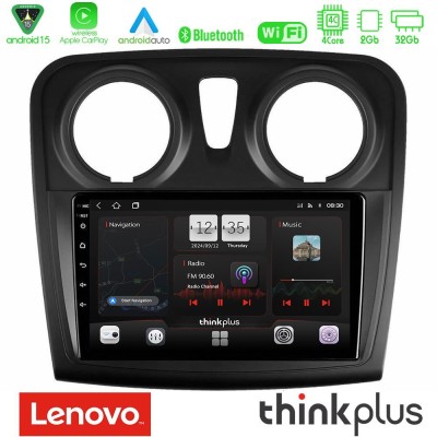 Lenovo Thinkplus Series 4Core Android15 2+32GB  Dacia Sandero 2014-2020 Navigation Multimedia Tablet 9