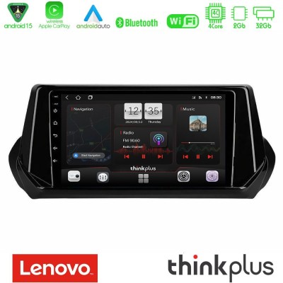 Lenovo Thinkplus Series 4Core Android15 2+32GB  Peugeot 208/2008 2019-2023 Navigation Multimedia Tablet 9