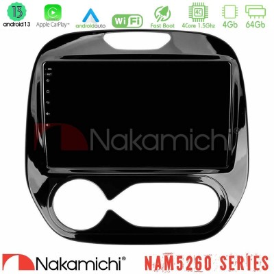 Nakamichi NAM5260 Series 4Core Android13 4+64GB Renault Captur 2013-2019 (Auto AC) Navigation Multimedia Tablet 9