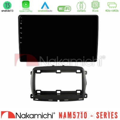 Nakamichi NAM5710 Series 8Core Android13 4+64GB   Fiat 500 2016> Navigation Multimedia Tablet 9