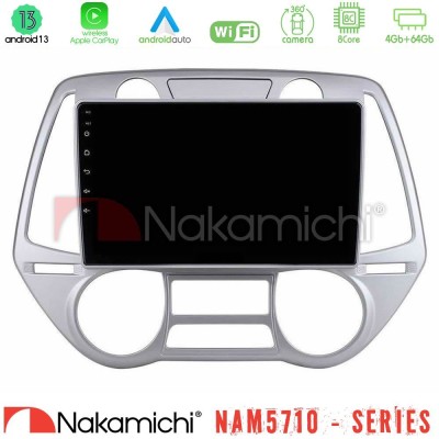 Nakamichi NAM5710 Series 8Core Android13 4+64GB  Hyundai i20 2009-2012 Auto A/C Navigation Multimedia Tablet 9