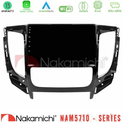 Nakamichi NAM5710 Series 8Core Android13 4+64GB  Mitsubishi L200 2016-> amp; Fiat Fullback (Auto A/C) Navigation Multimedia Tablet 9