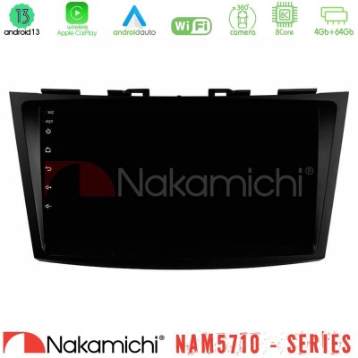 Nakamichi NAM5710 Series 8Core Android13 4+64GB  Suzuki Swift 2011-2016 Navigation Multimedia Tablet 9