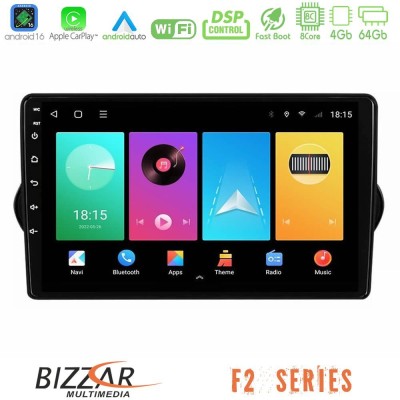 Bizzar F2 Series 8Core Android16 4+64GB  Fiat Tipo 2015-2022 (Hatchback) Navigation Multimedia Tablet 9