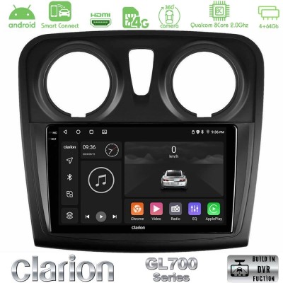 Clarion GL700 QUALCOMM Series 8Core Android ClarionOS 4+64GB Dacia Dokker 2014-2021 Navigation Multimedia Tablet 9