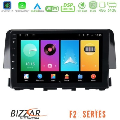 Bizzar F2 Series 8Core Android16 4+64GB  Honda Civic 2016-2020 Navigation Multimedia Tablet 9