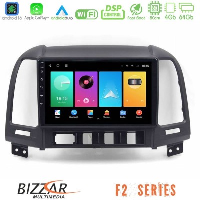 Bizzar F2 Series 8Core Android16 4+64GB Hyundai Santa Fe 2006-2013 Navigation Multimedia Tablet 10
