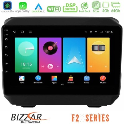 Bizzar F2 Series 8Core Android16 4+64GB  Jeep Wrangler 2018-> Navigation Multimedia Tablet 9