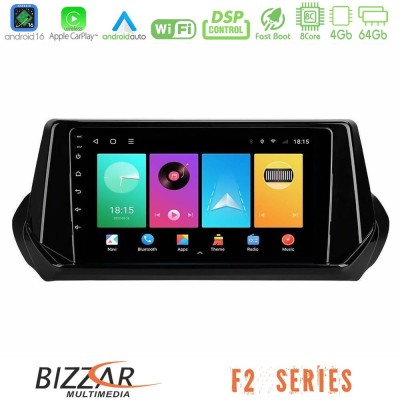 Bizzar F2 Series 8Core Android16 4+64GB  Peugeot 208 2019-2023 Navigation Multimedia Tablet 9