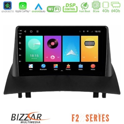 Bizzar F2 Series 8Core Android16 4+64GB  Renault Megane 2 2002-2008 Navigation Multimedia Tablet 9