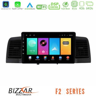 Bizzar F2 Series 8Core Android16 4+64GB  Toyota Corolla 2002-2006 Navigation Multimedia Tablet 9