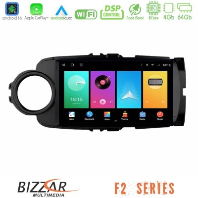 Bizzar F2 Series 8Core Android16 4+64GB  Toyota Yaris Navigation Multimedia Tablet 9