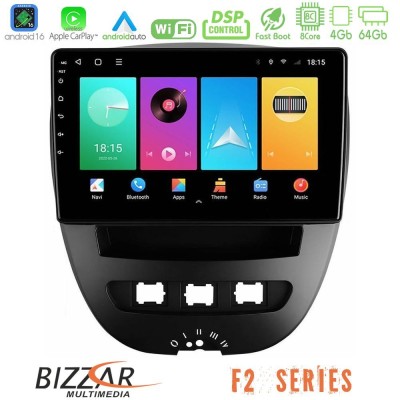 Bizzar F2 Series 8Core Android16 4+64GB  Toyota Aygo/Citroen C1/Peugeot 107 Navigation Multimedia Tablet 10
