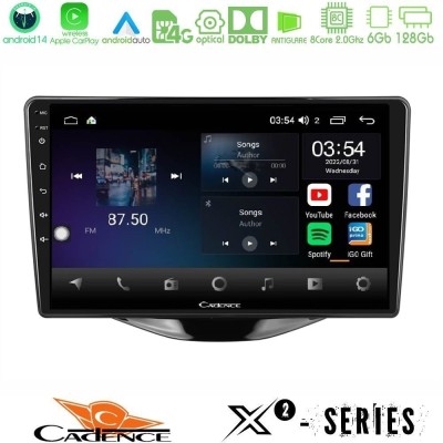 Cadence X2 Series 8Core Android14 6+128GB Toyota Aygo | Citroen C1 | Peugeot 108 Navigation Multimedia Tablet 9