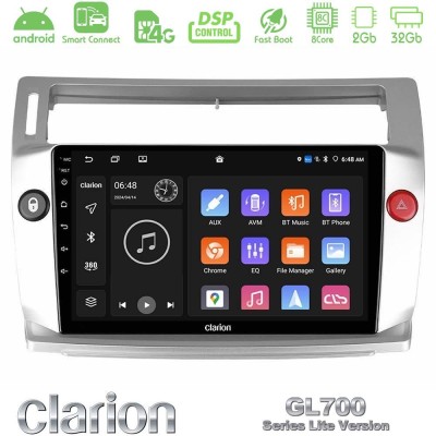 Clarion GL700 Lite Series 8Core Android ClarionOS 2+32GB Citroen C4 2004-2010 Navigation Multimedia Tablet 9