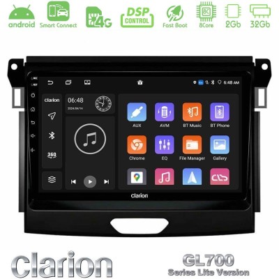 Clarion GL700 Lite Series 8Core Android ClarionOS 2+32GB Ford Ranger 2017-2022 Navigation Multimedia Tablet 9