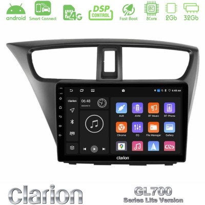 Clarion GL700 Lite Series 8Core Android ClarionOS 2+32GB Honda Civic Hatchback 2012-2015 Navigation Multimedia Tablet 9