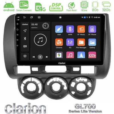 Clarion GL700 Lite Series 8Core Android ClarionOS 2+32GB Honda Jazz 2002-2008 (Manual A/C) Navigation Multimedia Tablet 9