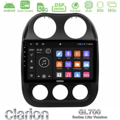Clarion GL700 Lite Series 8Core Android ClarionOS 2+32GB Jeep Compass 2012-2016 Navigation Multimedia Tablet 10