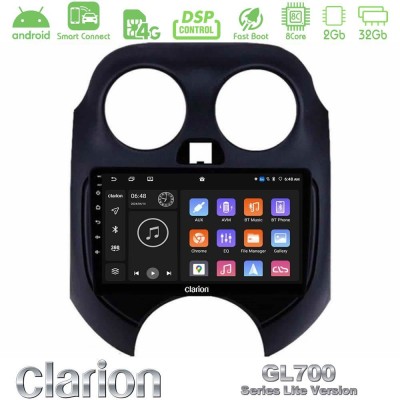 Clarion GL700 Lite Series 8Core Android ClarionOS 2+32GB Nissan Micra 2011-2014 Navigation Multimedia Tablet 9