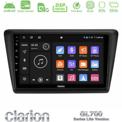 Clarion GL700 Lite Series 8Core Android ClarionOS 2+32GB Skoda Rapid 2013-2017 Navigation Multimedia Tablet 9